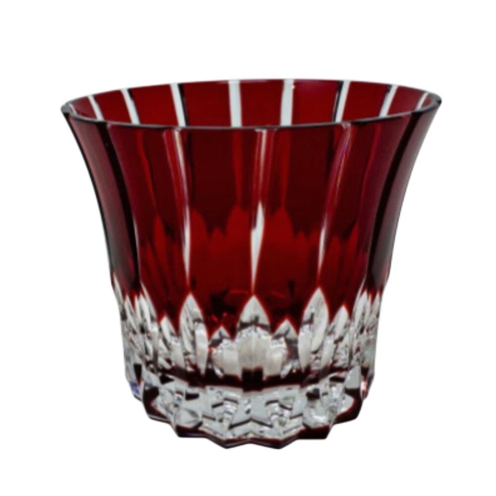 Ajka Crystal Castille Ruby Red Old Fashioned Cut to Clear Vintage Cut Crystal